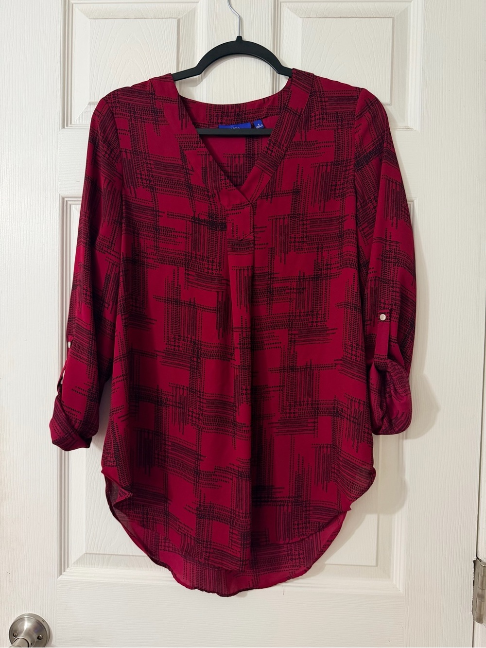 Apt. 9 Red V-Neck Patterned Tunic